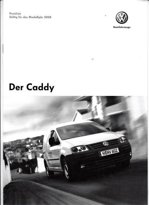 Preisliste VW Caddy November 2007 MJ 2008