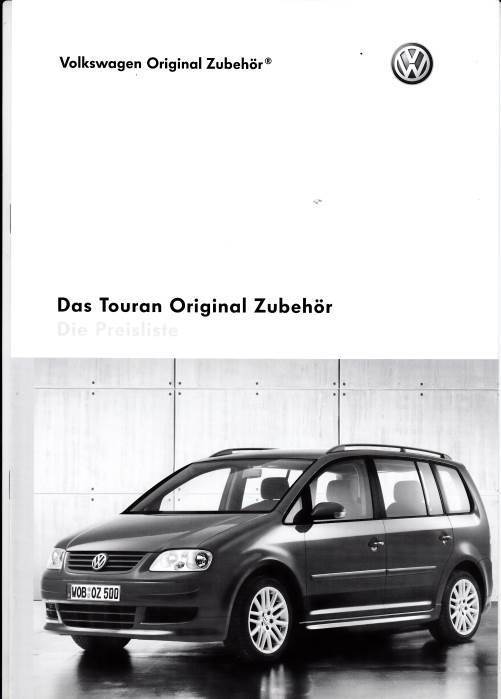 Zubehör Preisliste VW Touran März 2005 bestellen- Histoquariat