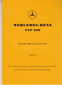 Betriebsanleitung Mercedes Typ 220 Ponton 1965