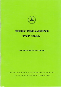 Betriebsanleitung Mercedes 190 b Ponton 1960