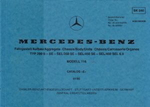 Mercedes Teile Bildkatalog W 116 1985 S Klasse