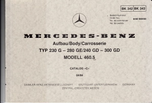 Mercedes Teile Bildkatalog G Klasse Modell 460.5 1984