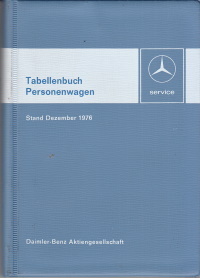 Tabellenbuch Mercedes Personenwagen 12- 1976
