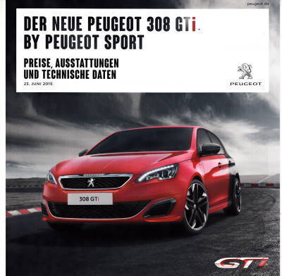 Preisliste Peugeot 308 GTI Juni 2015