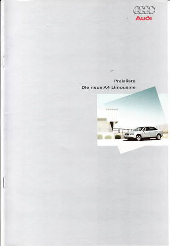 Preisliste Audi A4 Limousine Oktober 2004