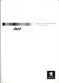 Preisliste Peugeot 807 14. Oktober 2002