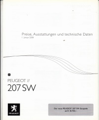 Preisliste Technik Peugeot 207 SW 1. Januar 2008