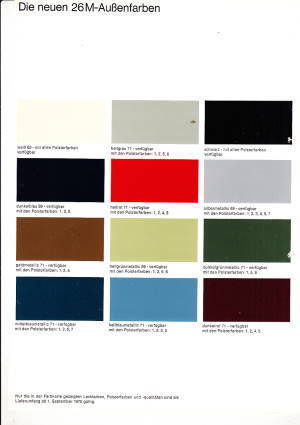 Farbkarte Ford Taunus September 1970