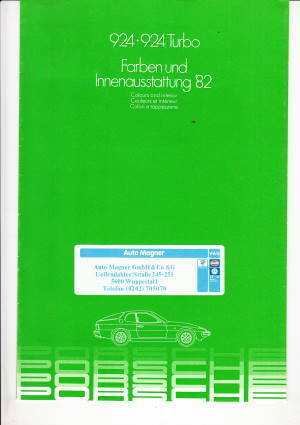 Porsche 924  Farbkarte 1982