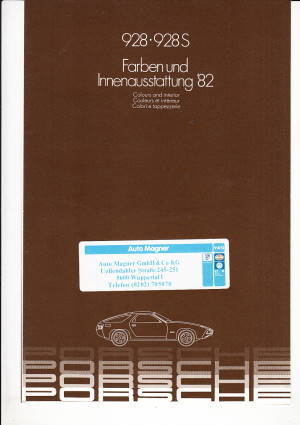 Farbkarte Porsche 928 - 928 S 1982