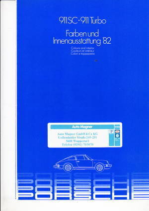 Farbkarte Porsche 911 SC und Turbo 1982