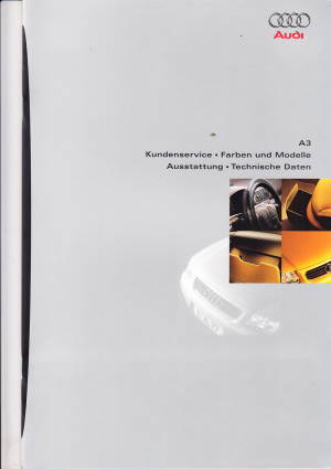 Farbkarte Technik Audi A3 November 1996