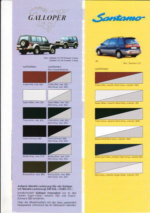 Farbkarte Mitsubishi Galloper September 1999