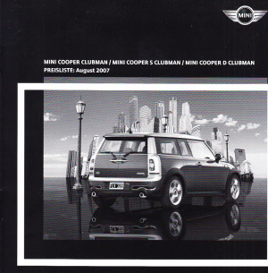 Preisliste Mini Cooper Clubman August 2007