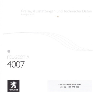 Preisliste Peugeot 4007 August 2007