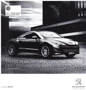 Preisliste Peugeot RCZ Oktober 2010