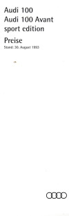 Preisliste Audi 100 Sport Edition August 1993