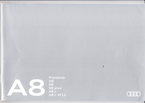 Preisliste Audi A8 April 2016