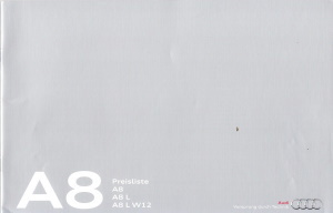 Preisliste Audi A8 August 2011