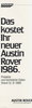 Preisliste Austin und Rover September 1985