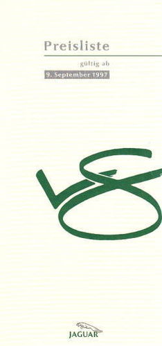 Preisliste Jaguar PKW Programm September 1997