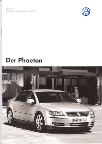 Preisliste VW Phaeton April 2005