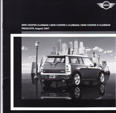 Preisliste Mini Cooper Clubman August 2007