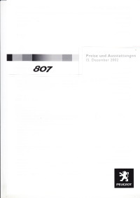 Preisliste Peugeot 807 Dezember 2002