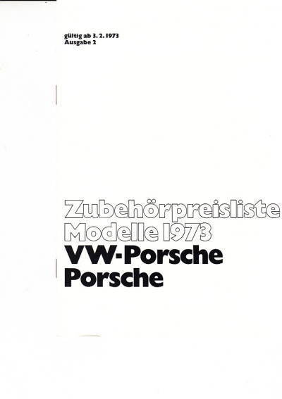 Preisliste Porsche 914 911 Zubehör 1973