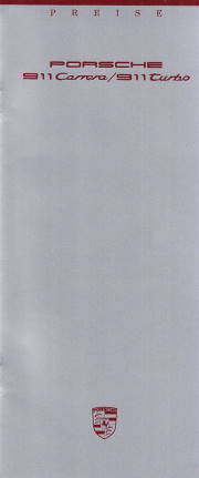 Preisliste Porsche 911 Carrera  Turbo August 1988