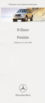 Preisliste Mercedes M Klasse Juni 2001