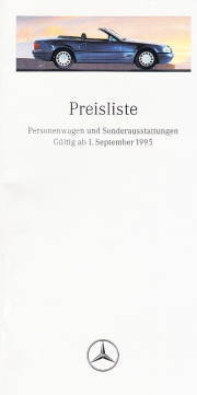 Preisliste Mercedes PKW Programm September 1995