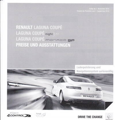 Preisliste Renault Laguna Coupe November 2010