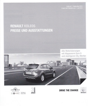Preisliste Renault Koleos September 2010