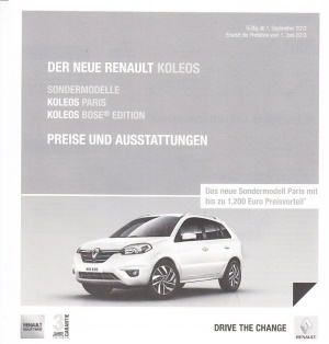 Preisliste Renault Koleos September 2013
