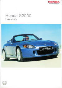 Honda S 2000-Preisliste März 2006