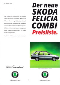 Skoda Felicia Combi Preisliste September 1995