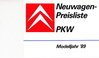 Preisliste Citroen PKW Programm September 1988