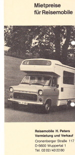Preisliste Reisemobile Peters 1977