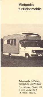 Preisliste Reisemobile Peters 1979