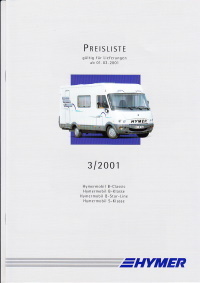 Preisliste Hymer Hymermobil B S März 2001