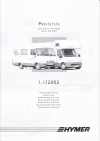 Preisliste Hymer Hymermobil Hymercamp 2001