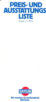 Preisliste Datsun PKW Programm September 1979