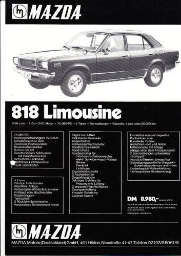 Autoprospekt Mazda 818 Limousine