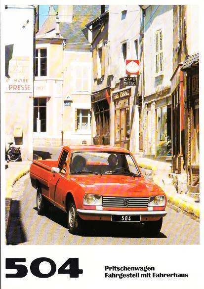 Autoprospekt Peugeot 504 Pritsche 1980