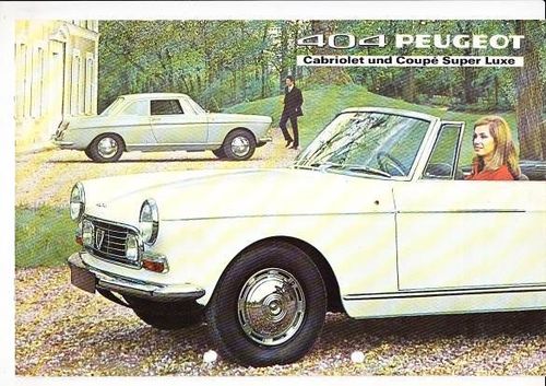 Autoprospekt Peugeot 404 Cabriolet Coupe 1968