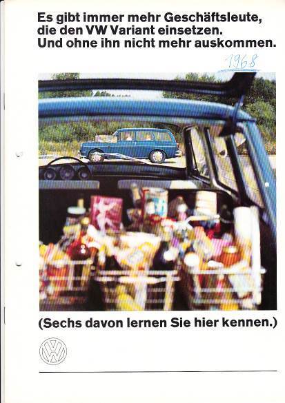Autoprospekt VW Variant Typ 3 1968 gelocht