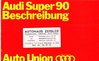 Autoprospekt Audi Super 90 November 1968 gelocht