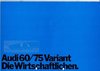 Autoprospekt Audi 60 - 75 Avant 1970 gelocht
