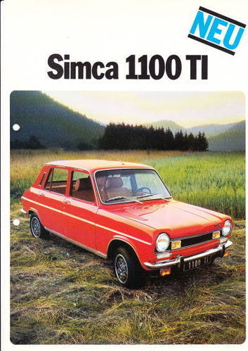 Autoprospekt Simca 1100 TI gelocht